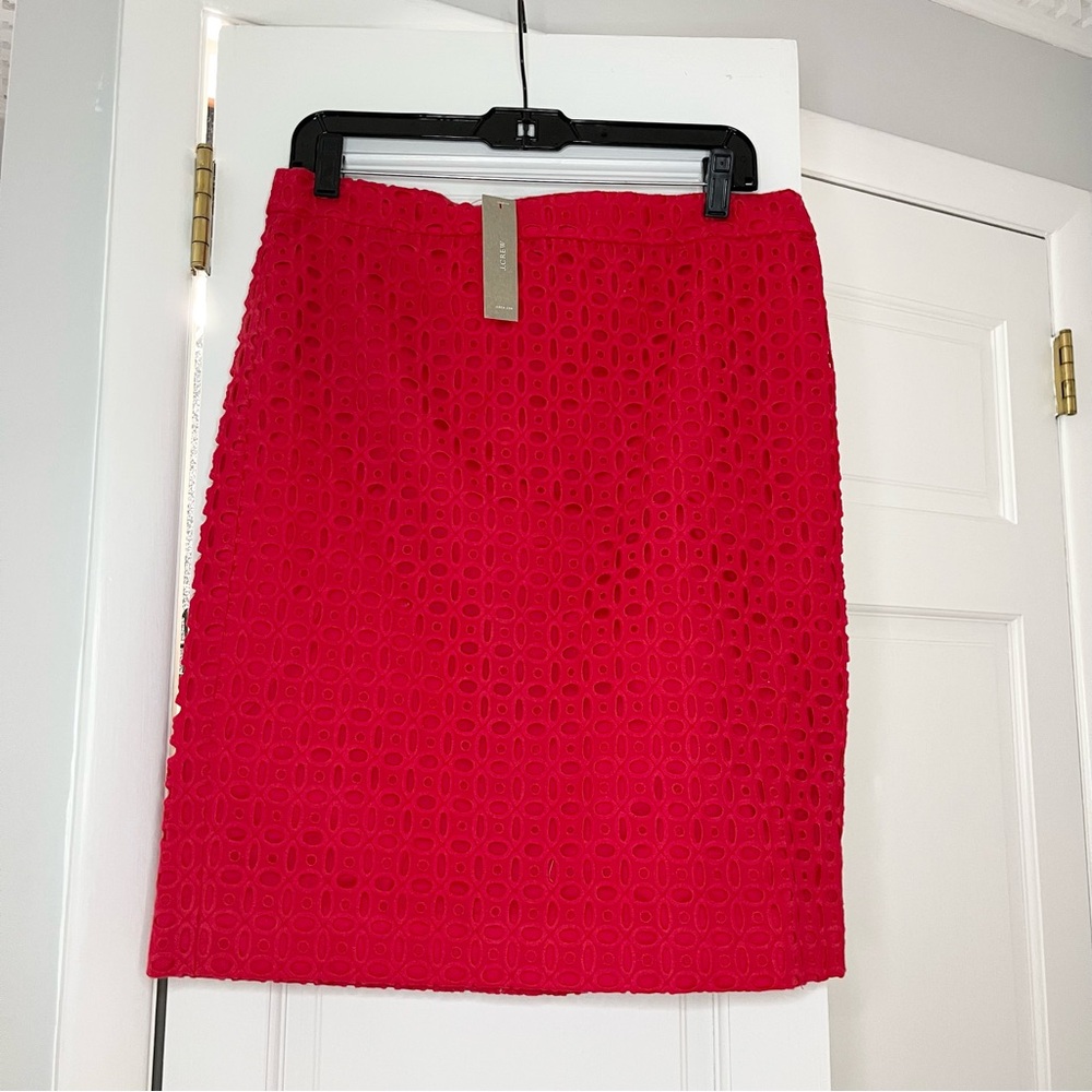 J. Crew Red Pencil Skirt Sleek Silhouette